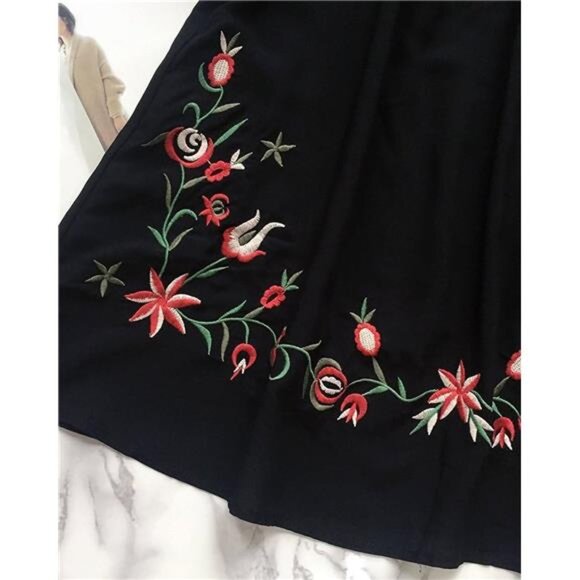 Kafeimali Women's Summer Mini Dress Bohemian Embroidery Tunic Shift Blouse - Picture 4 of 8